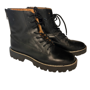 Madewell Patti Black Leather Boots Women’s 5.5 Lace-up  Combat Moto Zipper